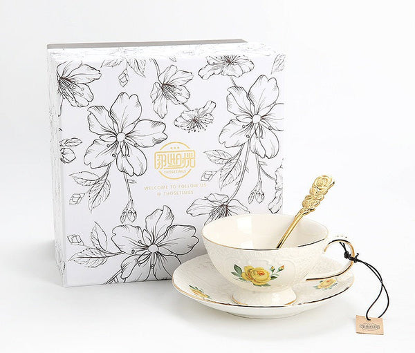 Tea Cup Set, Vintage Tea Cup Set, Modern Ceramic Cups, Ceramic Tea Cup with Saucer, European Tea Cup Set, Porcelain Tea Cups, Floral Tea Cup Set, Classic British Tea Cups, Elegant Tea Cup With Saucer-artworkcanvas
