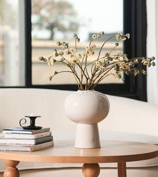 Contemporary Vases on Dining Table, Centerpiece Ceramic Bouquet Vases, Porcelain Vases for Modern Home Decor, Handmade Modern Flower Vase-artworkcanvas