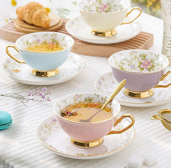 Elegant Ceramic Coffee Cups, Beautiful British Tea Cups, Unique Traditional Afternoon Tea Cup and Saucer in Gift Box, Royal Porcelain Tea Cup Set-artworkcanvas