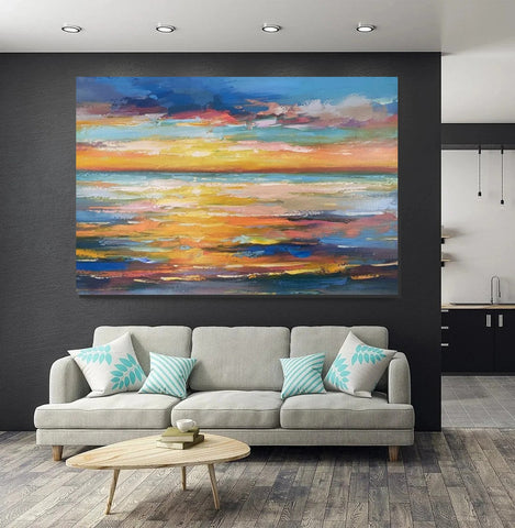 Hand Painted Acrylic Painting, Original Landscape Paintings, Wall Painting for Living Room, Canas Paintings for Dining Room-artworkcanvas