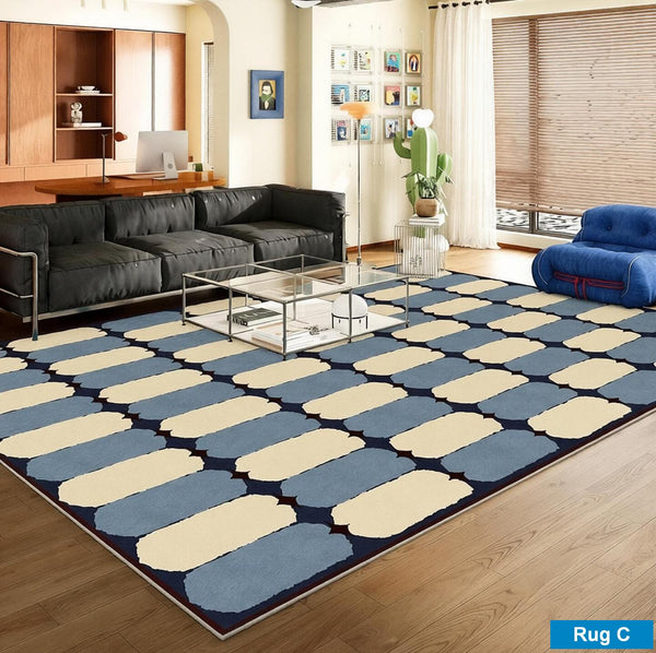 Contemporary Modern Rugs for Dining Room, Bedroom Modern Floor Carpet, Blue Modern Rug Designs, Living Room Rug Ideas, Mid Century Modern Rugs-artworkcanvas