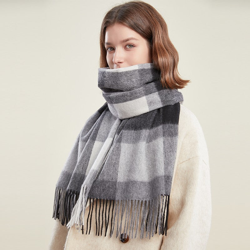 Soft Wool Scarf for women, Wool Scarf for Women, Plaid Winter Shawl, Christmas Holiday Gift, Evening Wrap, Large Winter Shawl, Elegant Shawl, Warm Cape, Winter Scarves-artworkcanvas