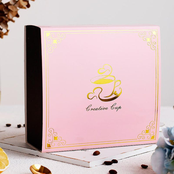 British Tea Cups, Coffee Cups with Gold Trim and Gift Box, Elegant Porcelain Coffee Cups, Tea Cups and Saucers-artworkcanvas