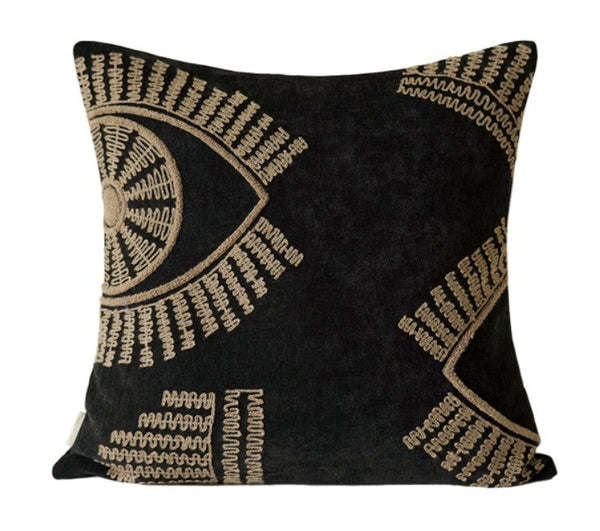 Geometric Modern Sofa Pillows, Large Square Decorative Throw Pillows for Couch, Large Black Decorative Throw Pillows, Black Geometric Sofa Pillows for Interior Design-artworkcanvas