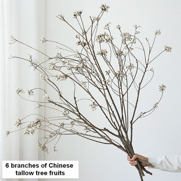 Dried Long Twigs, Dried Chinese Tallow Tree Twigs, Natural Decorations, Flower Arrangement, Handmade Artificial Flower, Natural Dried Branches-artworkcanvas