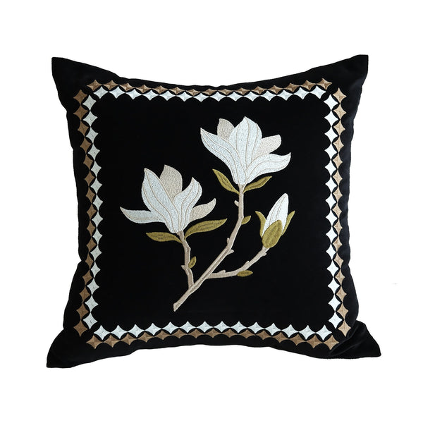 Decorative Pillow Arrangement Ideas for Couch, Magnolia Embroidered Cushion, Large Decorative Pillows for Couch, Modern Throw Pillows for Bedroom, Living Room Decorative Pillows-artworkcanvas