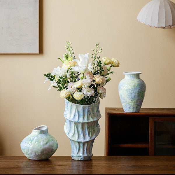 Modern Porcelain Flower Vases, Handmade Water Holding Flower Vases, Centerpiece on Dining Table, Ceramic Bouquet Vases, Flower Vases on Table-artworkcanvas