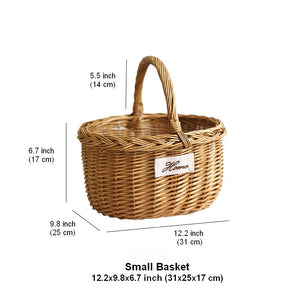 Hand-woven Wicker Storage Basket, Large Picnic Food Basket with Handle, Willow Weaving Baskets for Vegetable, Natural Fruit Basket, Kitchen Storage Baskets-artworkcanvas