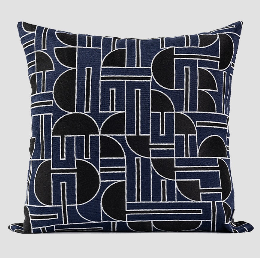 Abstract Decorative Throw Pillows, Geomeric Contemporary Pillows, Blue Square Modern Throw Pillows for Couch, Large Simple Throw Pillow for Interior Design-artworkcanvas