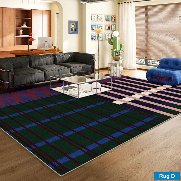 Mid Century Modern Rugs, Contemporary Modern Rugs for Dining Room, Bedroom Modern Floor Carpet, Blue Modern Rug Designs, Living Room Rug Ideas-artworkcanvas