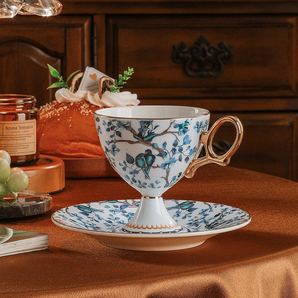 Ceramic Tea Cup and Saucer in Gift Box, British Tea Cup set, Elegant Ceramic Coffee Cups, Creative Porcelain Tea Cup Set and Saucer-artworkcanvas