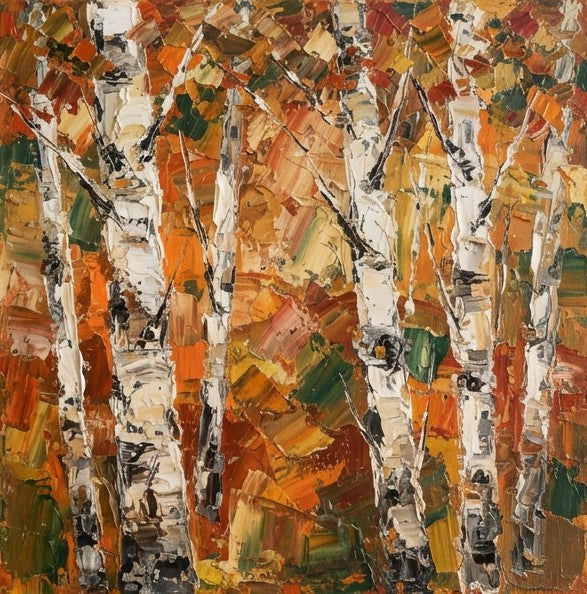 Original Landscape Paintings, Autumn Birch Tree Painting, Hand Painted Canvas Art, Original Canvas Paintings