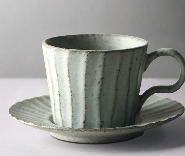 Handmade Pottery Coffee Cup, Creative Ceramic Coffee Cup with Saucer, Unique Tea Cup and Saucer, Modern Tea Cup Set for Traditional Afternoon Tea-artworkcanvas