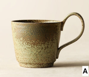 Large Modern Handmade Pottery Coffee Cup, Creative Brown Green Blue Ceramic Coffee Mugs, Large Unique Tea Cup, Large Capacity Coffee Cups-artworkcanvas