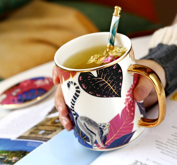 Creative Porcelain Cups, Large Ceramic Mugs for Office, Large Capacity Jungle Animal Porcelain Mugs, Unique Ceramic Mugs in Gift Box-artworkcanvas