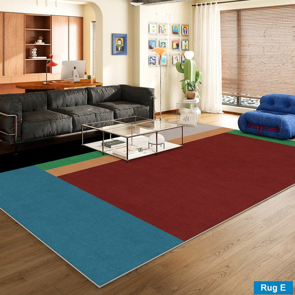 Mid Century Modern Rugs, Contemporary Modern Rugs for Dining Room, Bedroom Modern Floor Carpet, Blue Modern Rug Designs, Living Room Rug Ideas-artworkcanvas