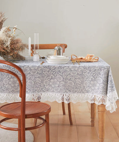 Farmhouse Table Cloth, Wedding Tablecloth, Dining Room Flower Pattern Table Cloths, Square Tablecloth for Round Table, Cotton Rectangular Table Covers for Kitchen-artworkcanvas