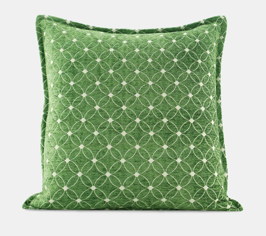 Large Green Pillows for Interior Design, Contemporary Modern Sofa Pillows, Luxury Square Modern Throw Pillows for Couch, Decorative Throw Pillows for Bedroom-artworkcanvas