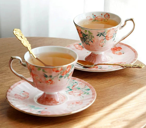 Luxury Tea Cup with Saucer, Elegant Coffee Cup, Porcelain Tea cups, Ceramic Tea Cup Set, British Tea Cup Set, Afternoon Tea Cup with Saucer Set-artworkcanvas