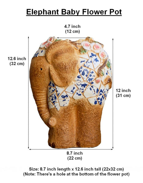 Modern Outdoor Garden Flower Pots, Oversized Garden Flower Pot, Extra Large Elephant Garden Flowerpots, Animal Statue for Garden Ornaments, Large Resin Statue for Garden-artworkcanvas