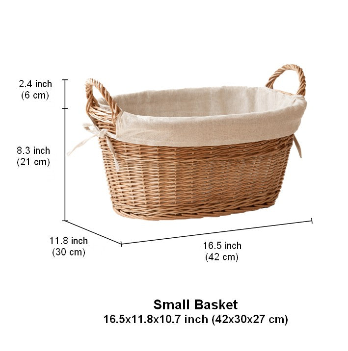 Large Kitchen Round Storage Baskets, Large Food Storage Basket with Handle, Natural Hand-woven Wicker Storage Basket for Clothes, Willow Weaving Baskets for Toys-artworkcanvas
