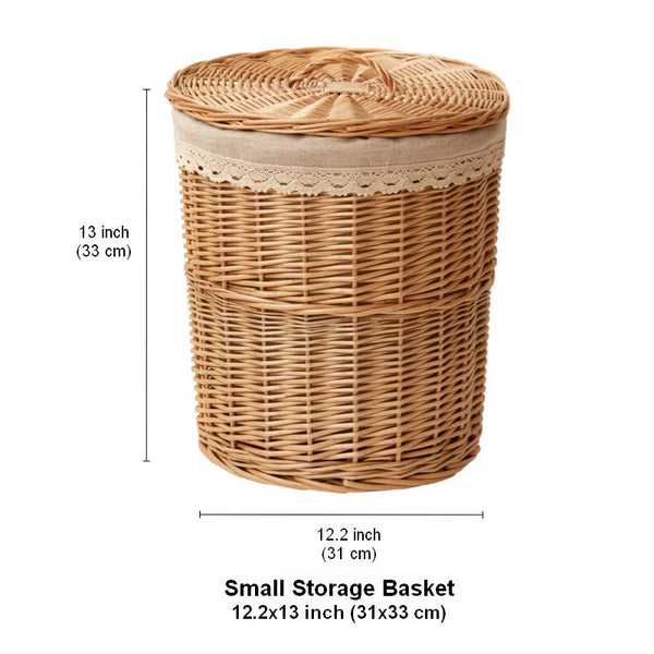 Hand-woven Wicker Storage Basket for Clothes, Large Round Storage Basket for Clothes, Willow Weaving Baskets for Clothes, Extra Large Kitchen Storage Baskets-artworkcanvas