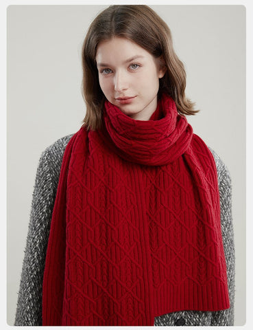 Cold Weather Scarf, Casual Scarf for Women, Fashion Designer Scarf, Red Winter Scarf, Modern Wool Scarf for Women, Soft Cashmere Scarf for Women-artworkcanvas