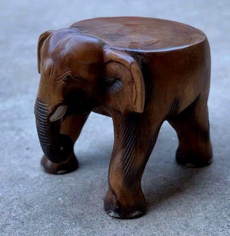 Elephant Wooden Stool, Elephant Sofa Stool, Dining Table Stool, Handmade Solid Wood low Stool, Creative Shoe-changing Stool-artworkcanvas
