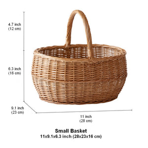 Large Picnic Food Basket with Handle, Natural Hand-woven Wicker Storage Basket, Willow Weaving Baskets for Vegetable, Natural Fruit Basket, Kitchen Storage Baskets-artworkcanvas