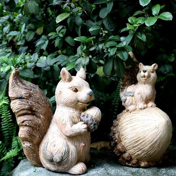 Large Squirrel with Pine Cones Statue for Garden, Animal Statue for Garden Ornament, Villa Outdoor Decor Gardening Ideas-artworkcanvas