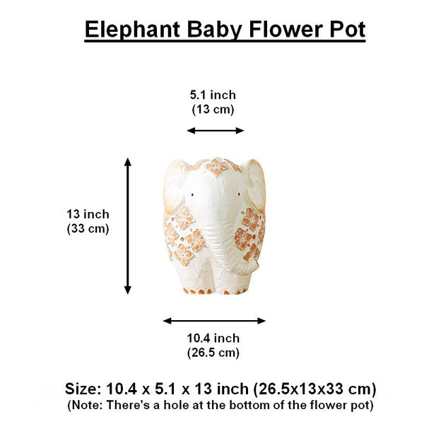 Villa Outdoor Garden Flower Pots, Oversized Modern Garden Flower Pot, Extra Large Elephant Garden Flowerpots, Animal Statue for Garden Ornaments, Resin Statue for Garden-artworkcanvas