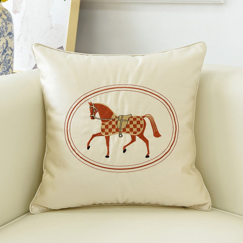 Horse Decorative Throw Pillows for Couch, Modern Decorative Throw Pillows, Embroider Horse Pillow Covers, Modern Sofa Decorative Pillows-artworkcanvas