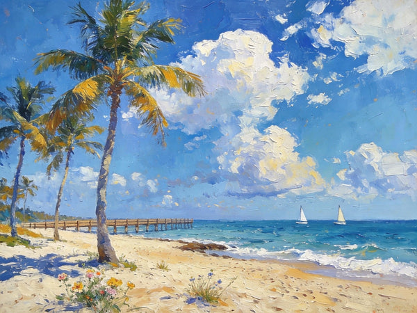 Original Landscape Paintings, Sandy Seaside Escape, Small Oil Paintings, Heavy Texture Artwork, Buy Painting Online, Hand Painted Canvas Art
