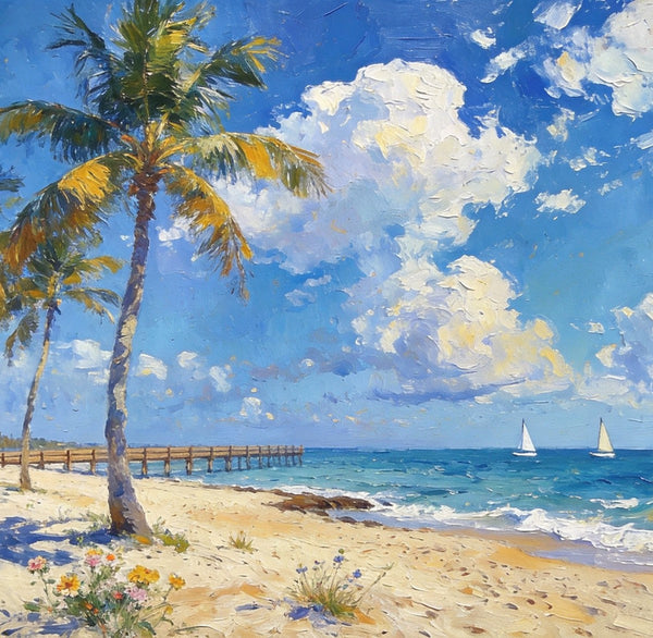 Original Landscape Paintings, Sandy Seaside Escape, Small Oil Paintings, Heavy Texture Artwork, Buy Painting Online, Hand Painted Canvas Art
