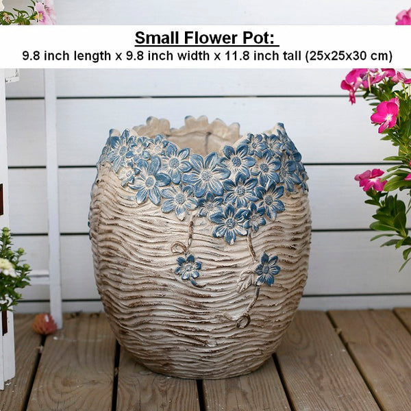 Extra Large Garden Flower Planters, Oversized Garden Flower Pot, Garden Ornaments, Large Resin Gardern Flower Planter, Modern Outdoor Garden Flower Pots-artworkcanvas