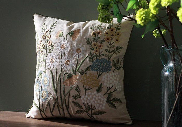 Sunflower Pillow, Spring Flower Pillow, Cotton and Linen Pillow Cover, Rustic Sofa Pillows for Living Room, Decorative Throw Pillows for Couch-artworkcanvas