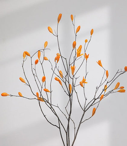Magnolia Long Twigs, Natural Decorations, Dried Magnolia Branch, Flower Arrangement, Handmade Artificial Flower, Natural Dried Branches-artworkcanvas