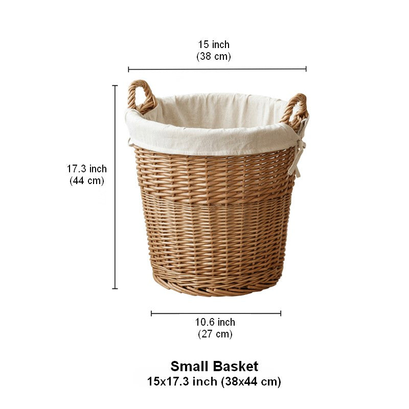 Large Food Storage Basket with Handle, Natural Hand-woven Wicker Storage Basket for Clothes, Willow Weaving Baskets for Clothes, Extra Large Kitchen Storage Baskets-artworkcanvas