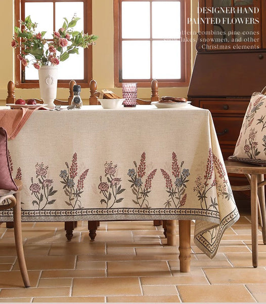 Beautiful Rectangle Tablecloth for Dining Table, Extra Large Modern Tablecloth, Spring Flower Rustic Table Cover, Square Linen Tablecloth for Coffee Table-artworkcanvas