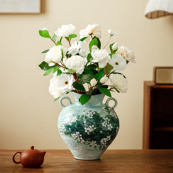 Centerpiece on Dining Table, Handmade Water Holding Flower Vases, Large Flower Vases on Table, Modern Pottery Flower Vases, Pottery Bud Vases-artworkcanvas