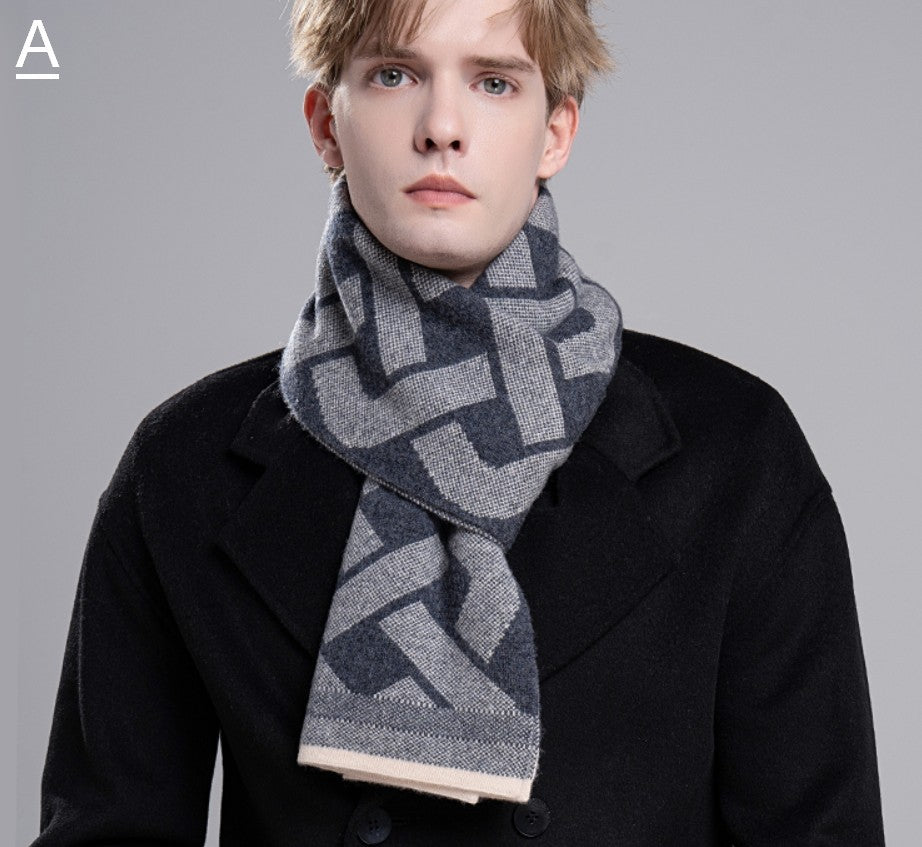 Wool Scarf for Gentleman, Thick Wool Scarf, Men's Winter Scarf, Casual Scarf Men, Men's Wool Scarf Winter, Fashion Scarf, Business Formal Men Scarf Styles-artworkcanvas
