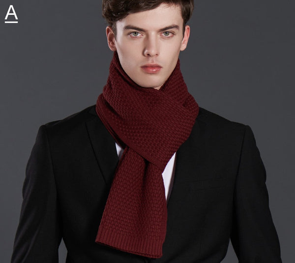 Simple Business Formal Men Scarf Styles, Red Thick Wool Scarf, Wool Scarf for Gentleman, Men's Winter Scarf, Casual Scarf Men, Men's Wool Scarf Winter, Fashion Scarf-artworkcanvas