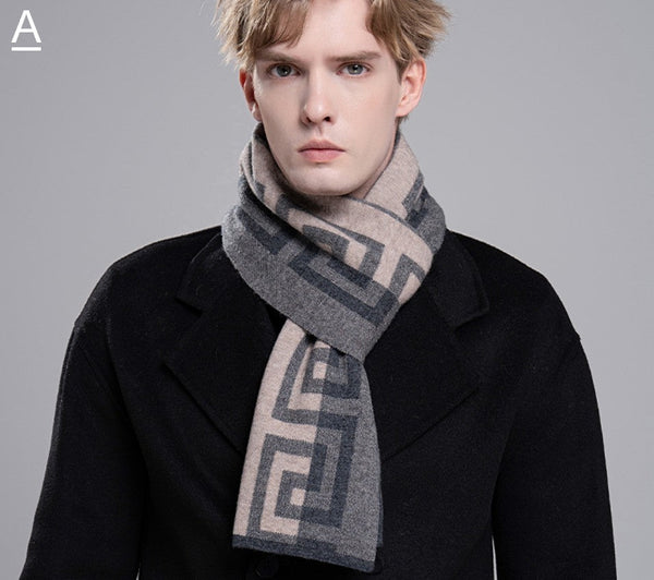 Gray Thick Wool Scarf, Black Business Formal Men Scarf Styles, Wool Scarf for Gentleman, Men's Winter Scarf, Casual Scarf Men, Men's Wool Scarf Winter, Red Fashion Scarf-artworkcanvas