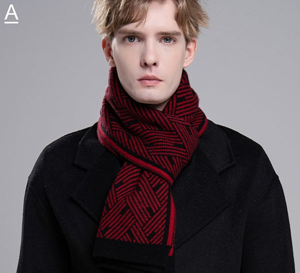 Gray Wool Scarf for Gentleman, Red Thick Wool Scarf, Business Formal Men Scarf Styles, Men's Winter Scarf, Casual Scarf Men, Men's Wool Scarf Winter, Fashion Scarf-artworkcanvas
