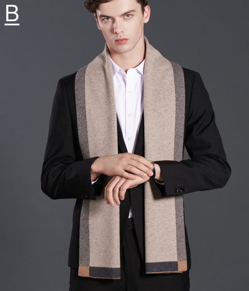 Fashion Scarf, Simple Business Formal Men Scarf Styles, Beige Thick Wool Scarf, Wool Scarf for Gentleman, Men's Winter Scarf, Casual Scarf Men, Men's Wool Scarf Winter-artworkcanvas