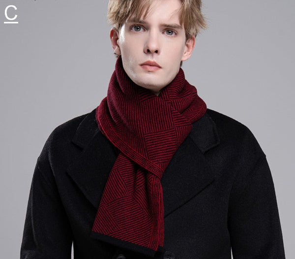 Thick Wool Scarf, Business Wool Scarf for Gentleman, Men's Winter Scarf, Formal Men Scarf Styles, Black Gray Fashion Scarf, Red Casual Scarf Men, Men's Wool Scarf Winter-artworkcanvas