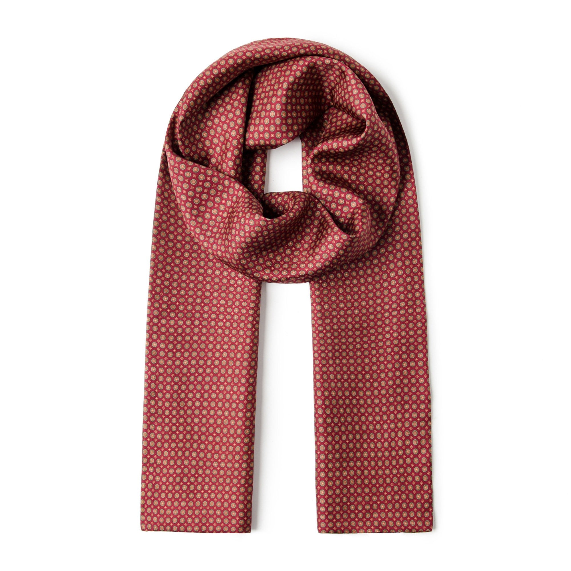 Red Mens Spring Autumn Scarf, Lightweight Silk Scarf, Casual Business Neckwear, Thin Professional Scarf, Soft Mens Silk Scarf