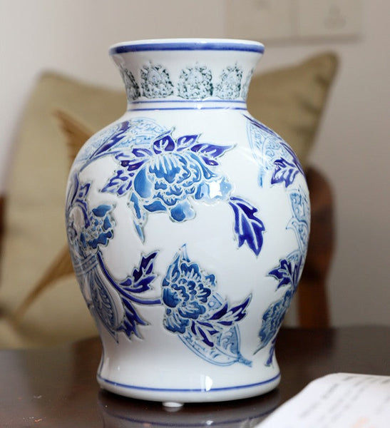 Porcelain Flower Vases, Centerpiece Ceramic Bouquet Vases, Handmade Flower Vase, Vintage Flower Vases on Dining Table-artworkcanvas