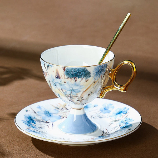 Porcelain Tea Cup Set and Saucer Set, British Tea Cup set, Ceramic Tea Cup and Saucer Set in Gift Box, Elegant Ceramic Coffee Cup with Saucer-artworkcanvas