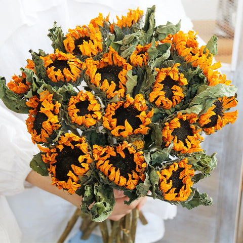 Flower Arrangement, Natural Decorations, A Bunch of Sunflowers, Handmade Artificial Flowers for Home Decor, Natural Dried Sunflower Stems-artworkcanvas